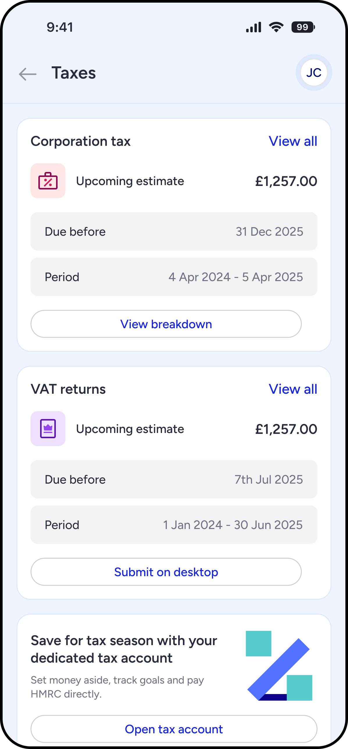 Tide VAT registered business